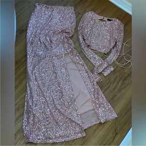 The Vintage Shop Pink Sequin Dress Set